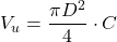 \[V_u = \frac{\pi D^2}{4} \cdot C\]