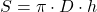 \[ S = \pi \cdot D \cdot h \]