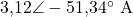 3{,}12\angle -51{,}34^{\circ}\ \text{A}