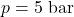 p = 5\ \text{bar}