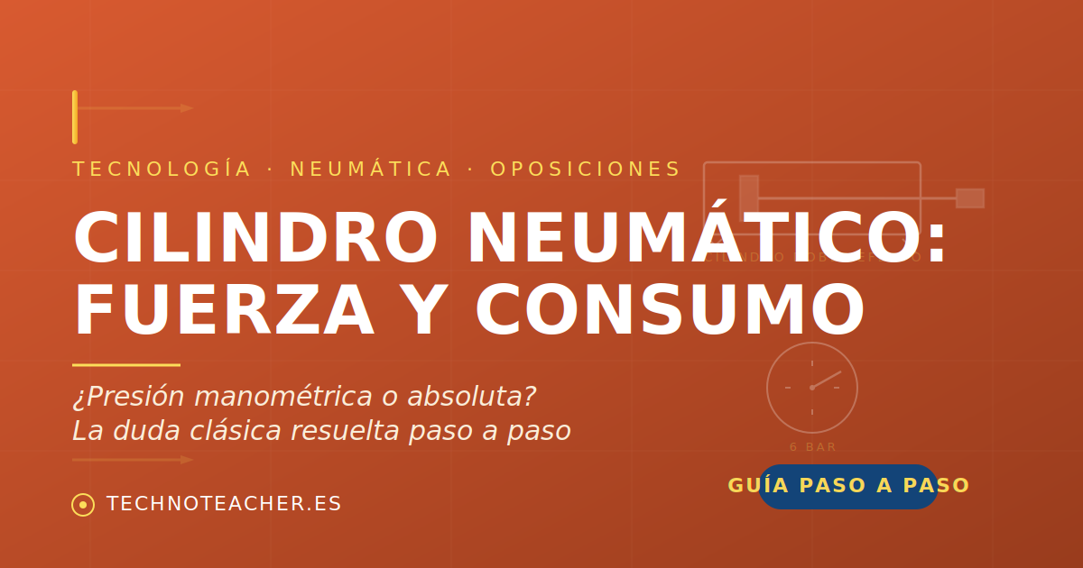 Cilindro neumático: cálculo de fuerza y consumo de aire (presión manométrica vs absoluta)
